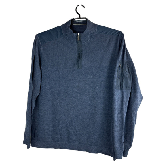 Tommy Bahama Island Fairway Half Zip Sweater Lightweight Sleeve Pocket Blue XXL - Picture 6 of 14